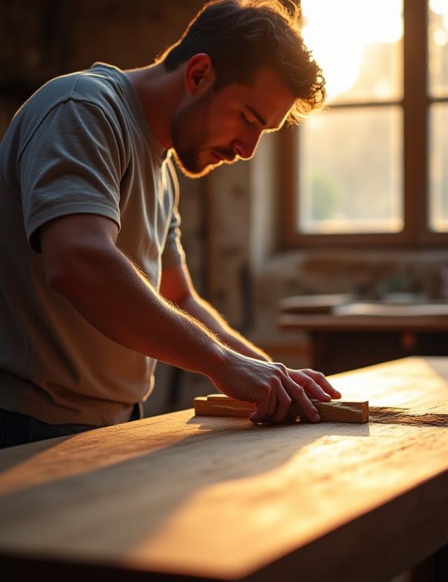 Artigiano al lavoro nel laboratorio Montagna Mano